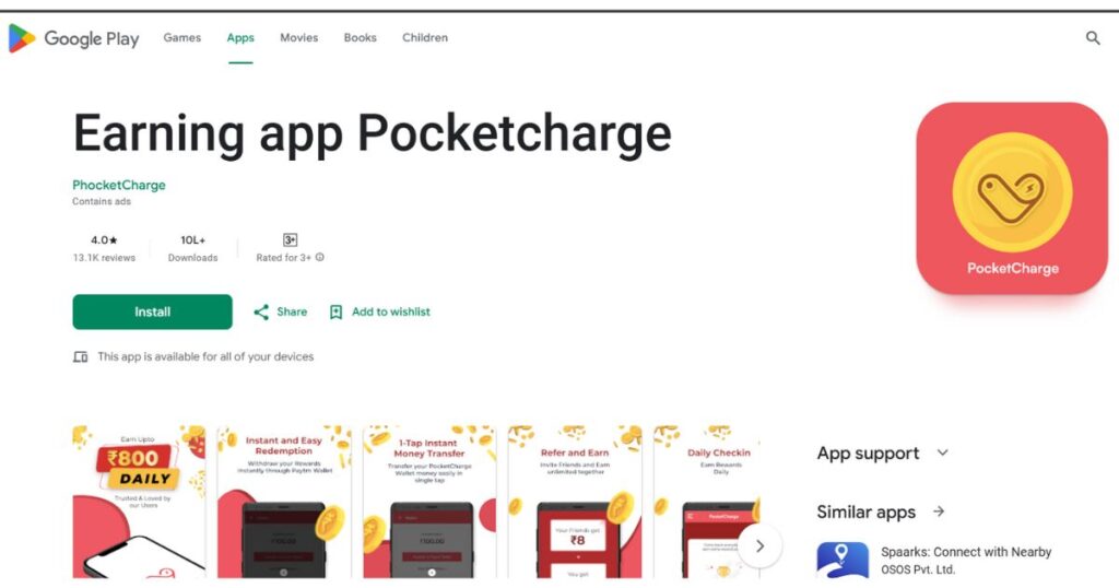 Earning App Pocket Charge